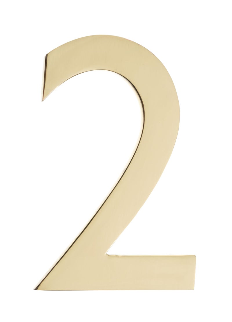 Architectural Mailboxes 3585PB-2 5 inch Solid Floating House Number, Polished Brass - Image 1